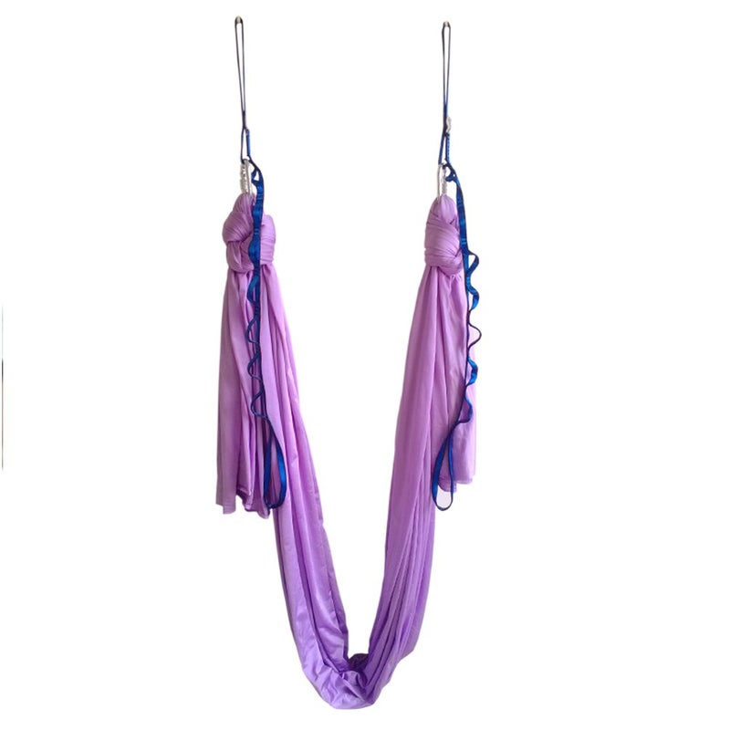 WELLSEM Aerial Yoga Hammock 5.5 Yards Aerial Pilates Silk Yoga Swing Set Include Carabiner,Daisy Chain, Pose Guide (Lavander) - Image 1